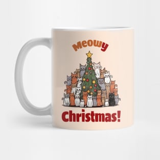 Cats and Christmas tree, funny humor Merry Christmas with cats Mug